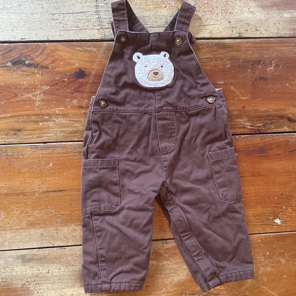 Carter’s Lined Overalls With Pockets Brown Bear Snap Closure 6M - Picture 11 of 11